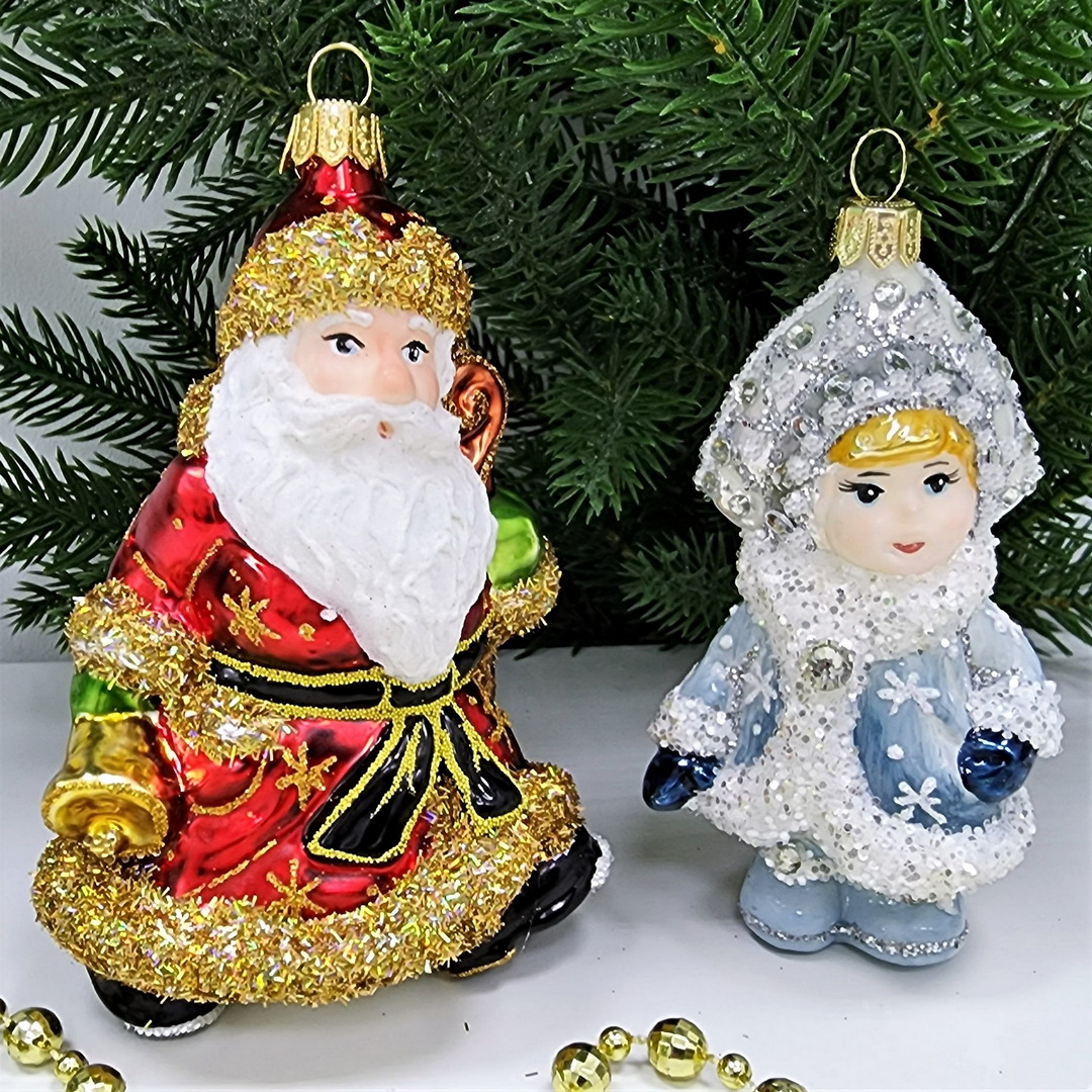 фото Набор ёлочных игрушек Дед Мороз и Снегурочка