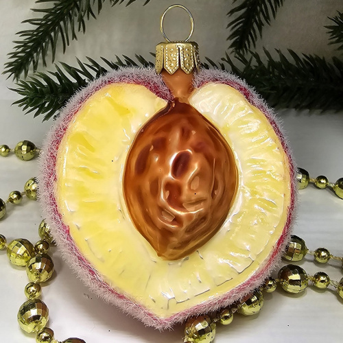 Купить стеклянная елочная игрушка персик 1-1575 в магазине Elichristmas ...