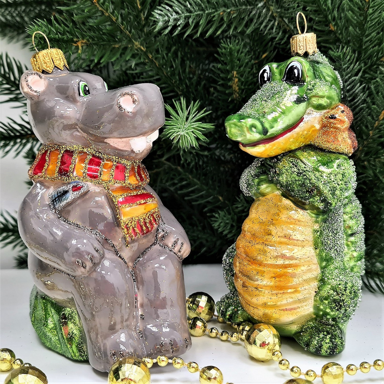 фото Набор ёлочных игрушек Бегемот и крокодил из айболита
