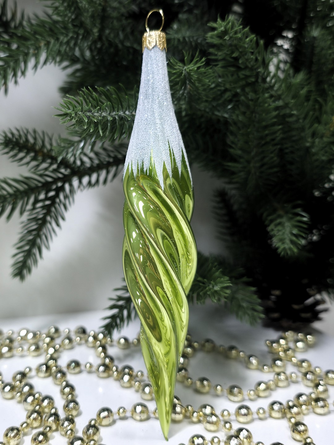фото Стеклянная елочная игрушка Сосулька