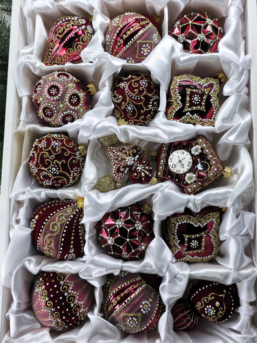 фото Набор ёлочных игрушек Бордо бархат