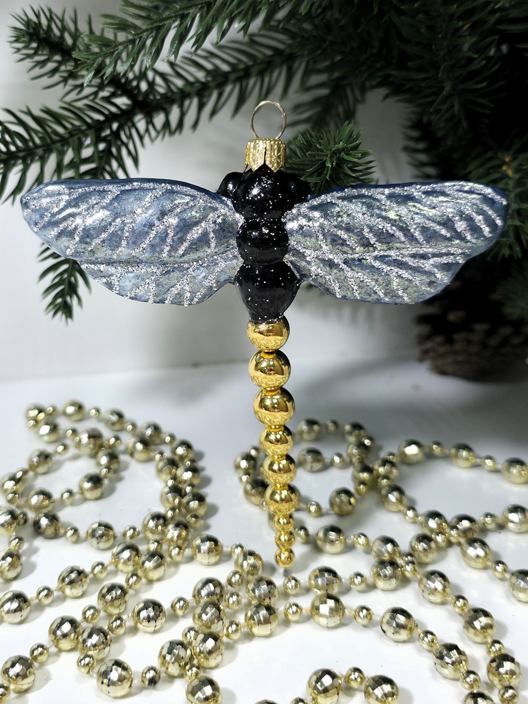 фото Стеклянная елочная игрушка Стрекоза