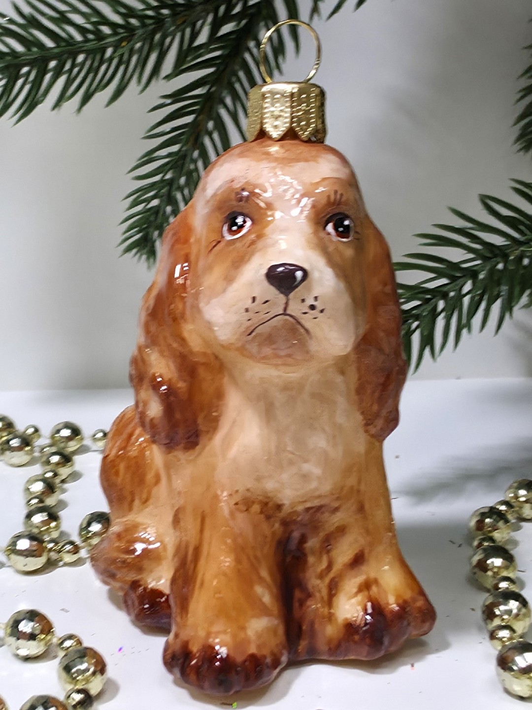 фото Стеклянная елочная игрушка Спаниель