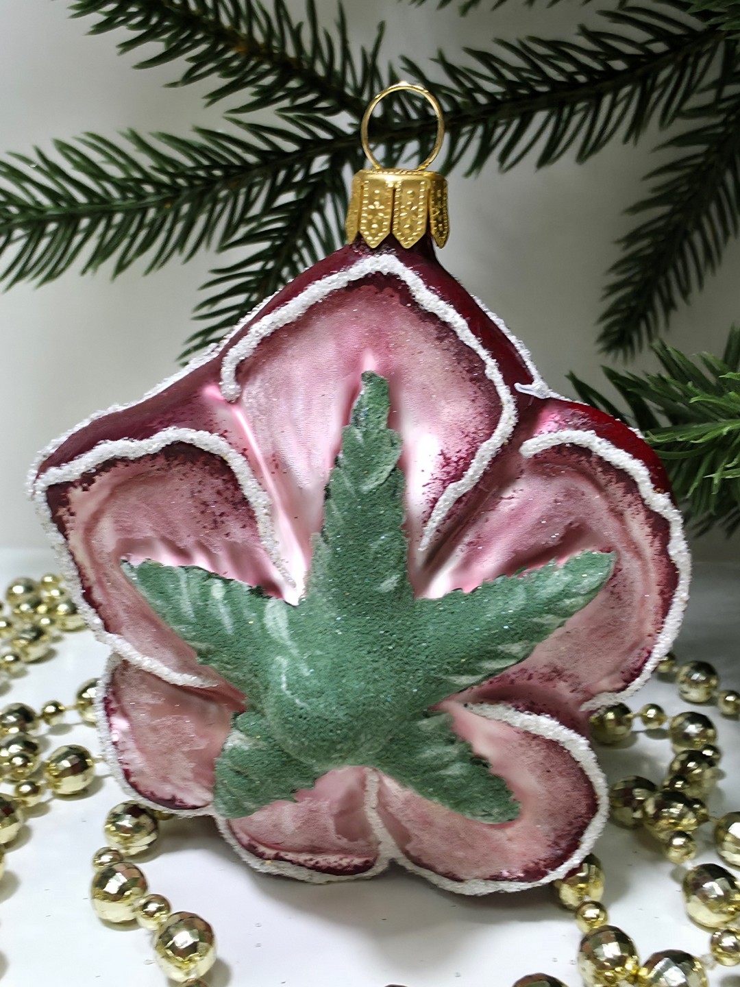 фото Стеклянная елочная игрушка Роза