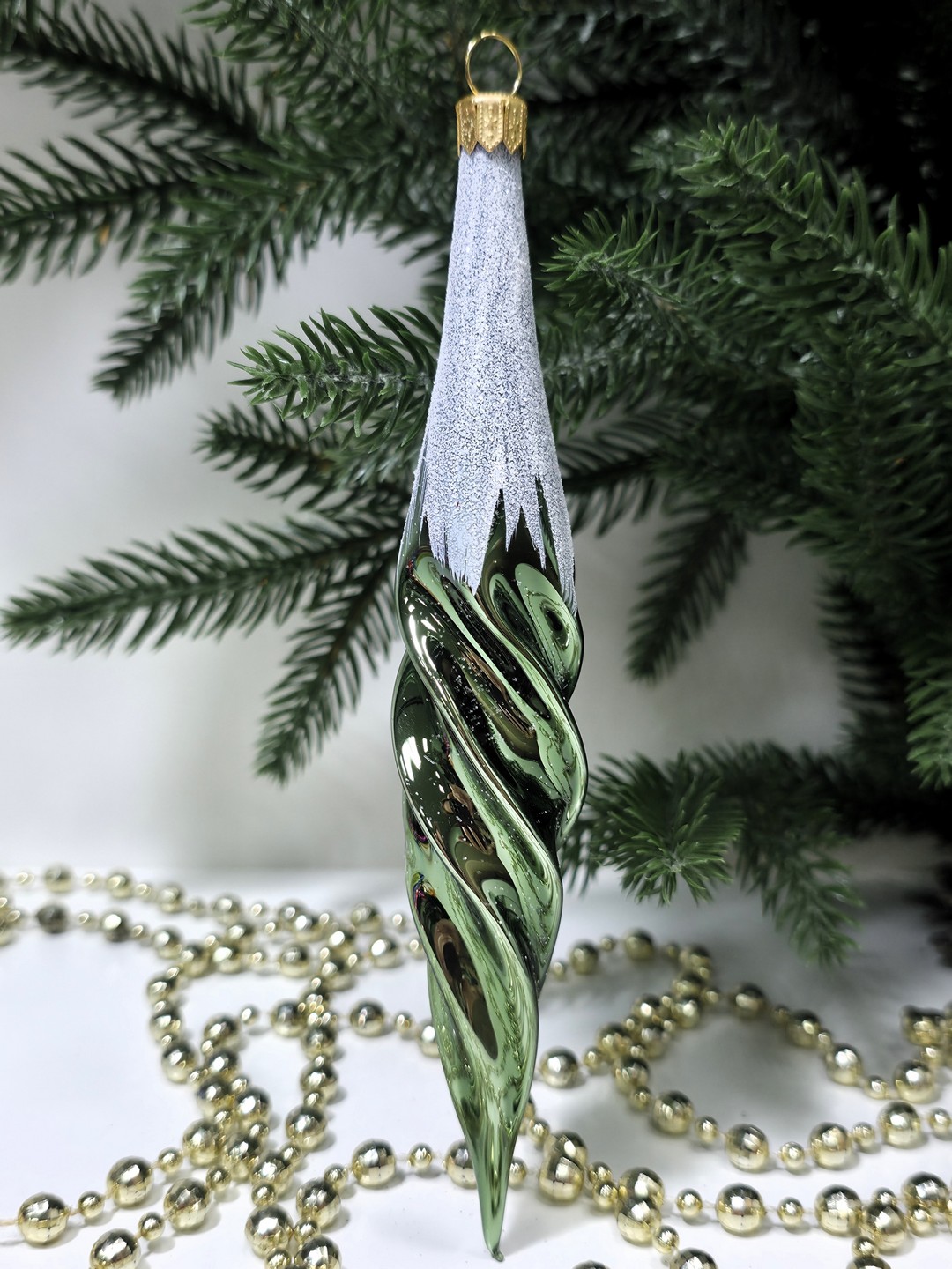 фото Стеклянная елочная игрушка Сосулька