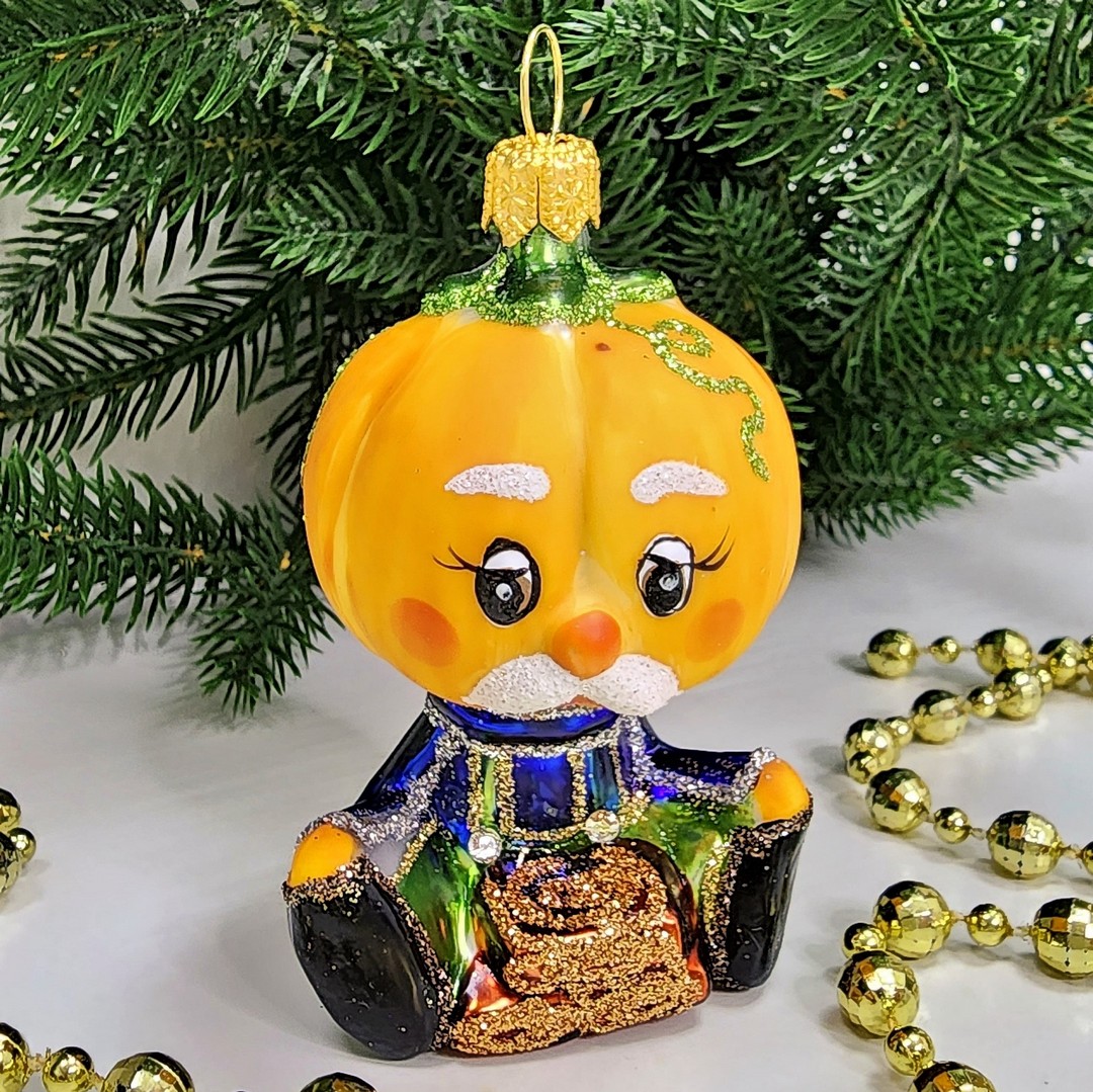 фото Стеклянная елочная игрушка Кум Тыква