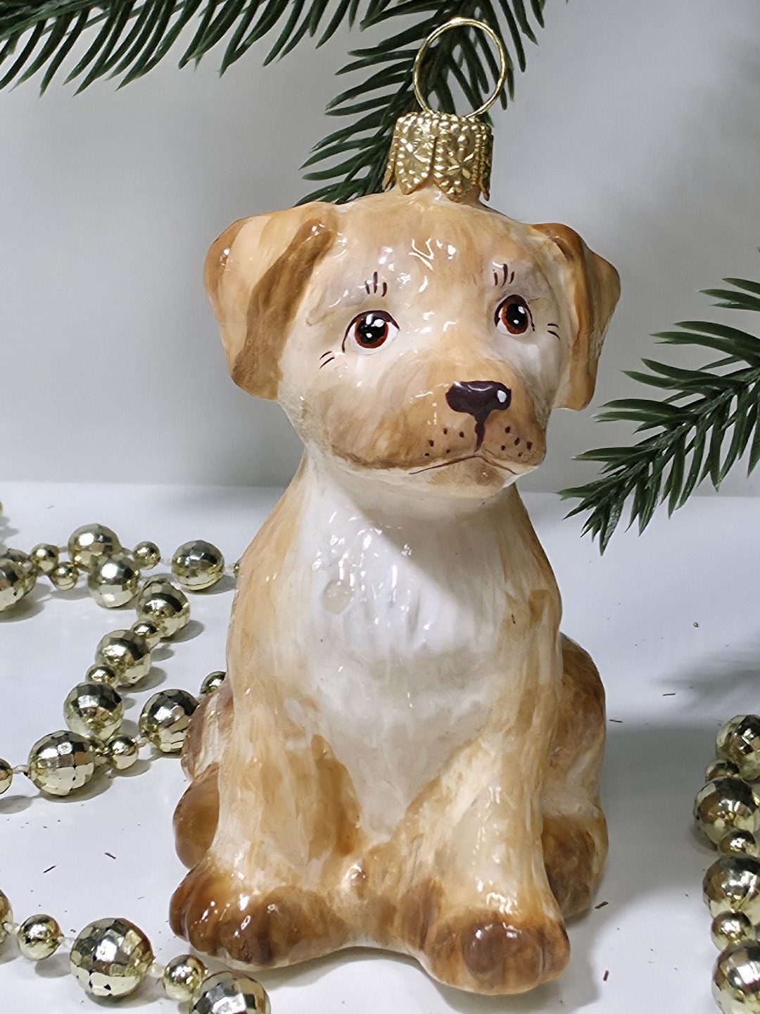 фото Стеклянная елочная игрушка Лабрадор