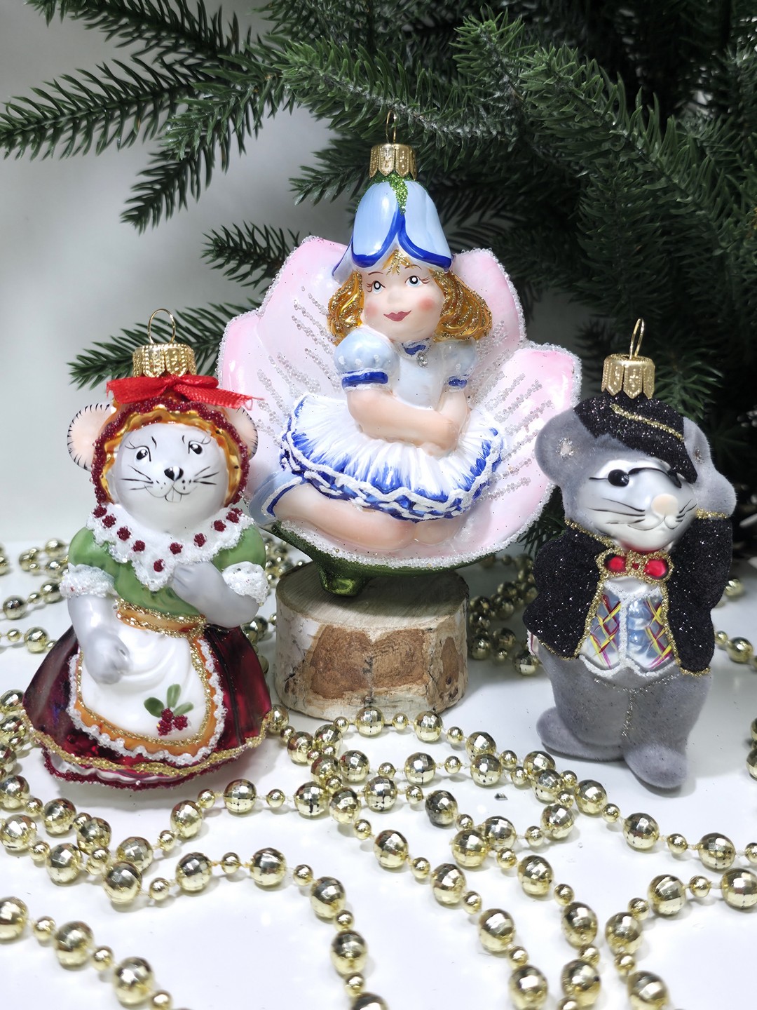 фото Набор ёлочных игрушек Дюймовочка, мышка и крот