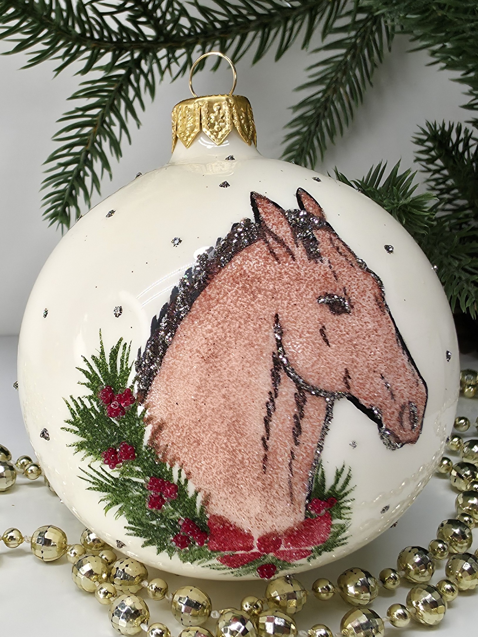 фото Стеклянный ёлочный шар Irena-Co 80 мм №132