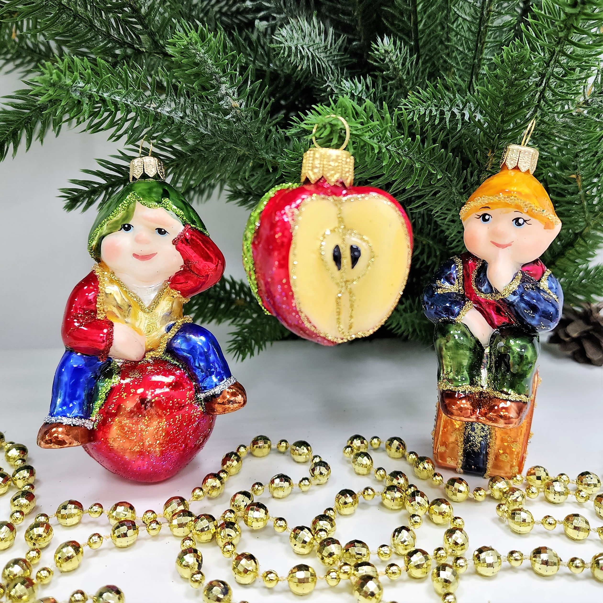 фото Набор ёлочных игрушек Два гнома и яблочко