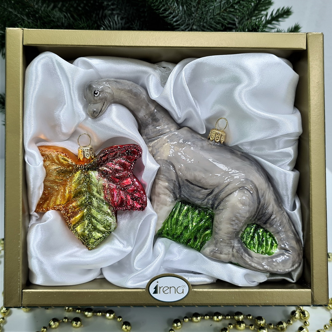 фото Набор ёлочных игрушек Динозавр и листок
