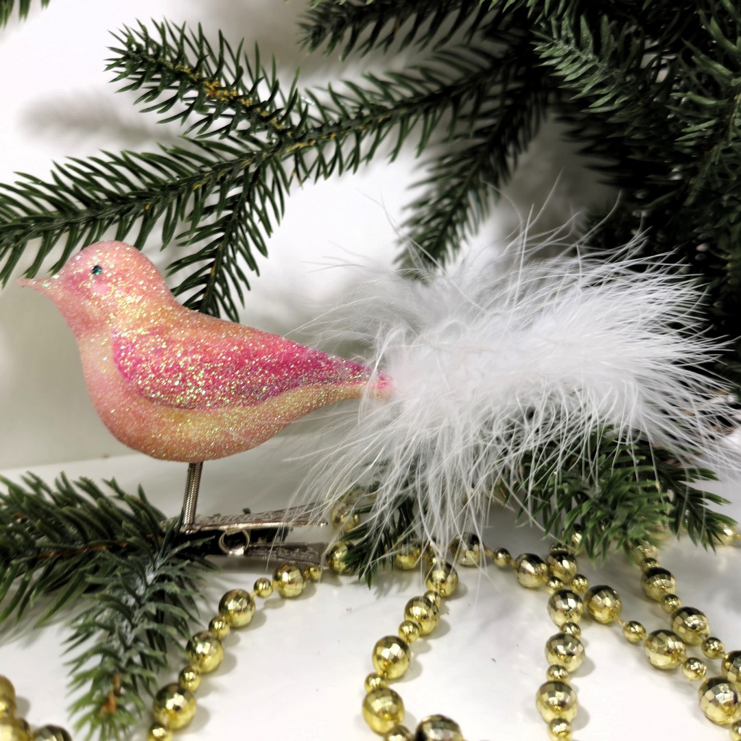 фото Стеклянная елочная игрушка Птичка