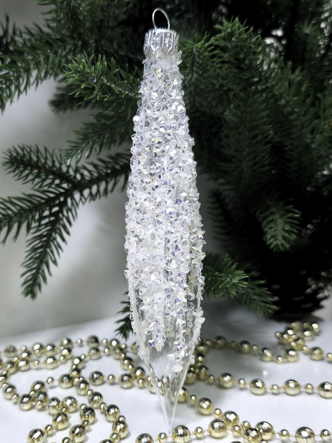 фото Стеклянная елочная игрушка Сосулька