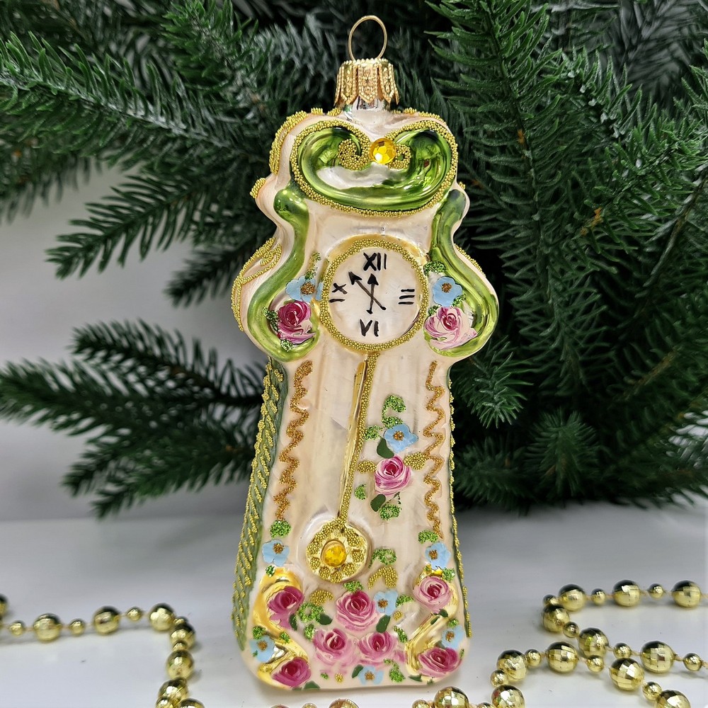 фото Стеклянная елочная игрушка Часы с маятником Версаль