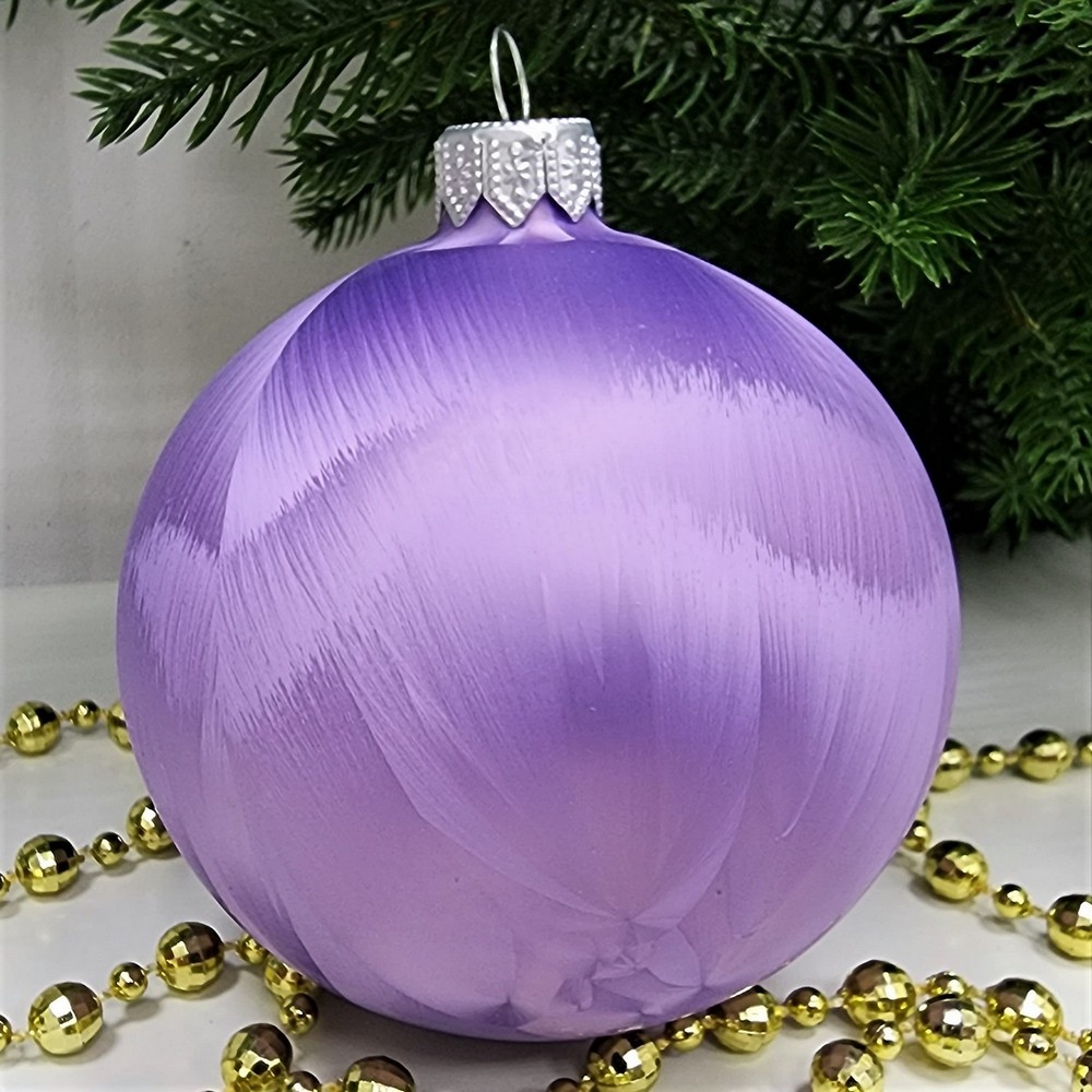 фото Стеклянный шар 80 мм Морозко фиолет
