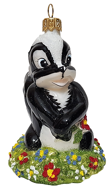 фото Стеклянная елочная игрушка Скунс Цветочек