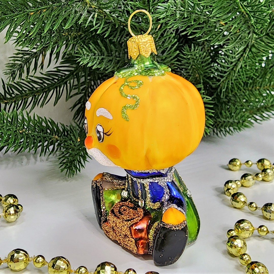 фото Стеклянная елочная игрушка Кум Тыква