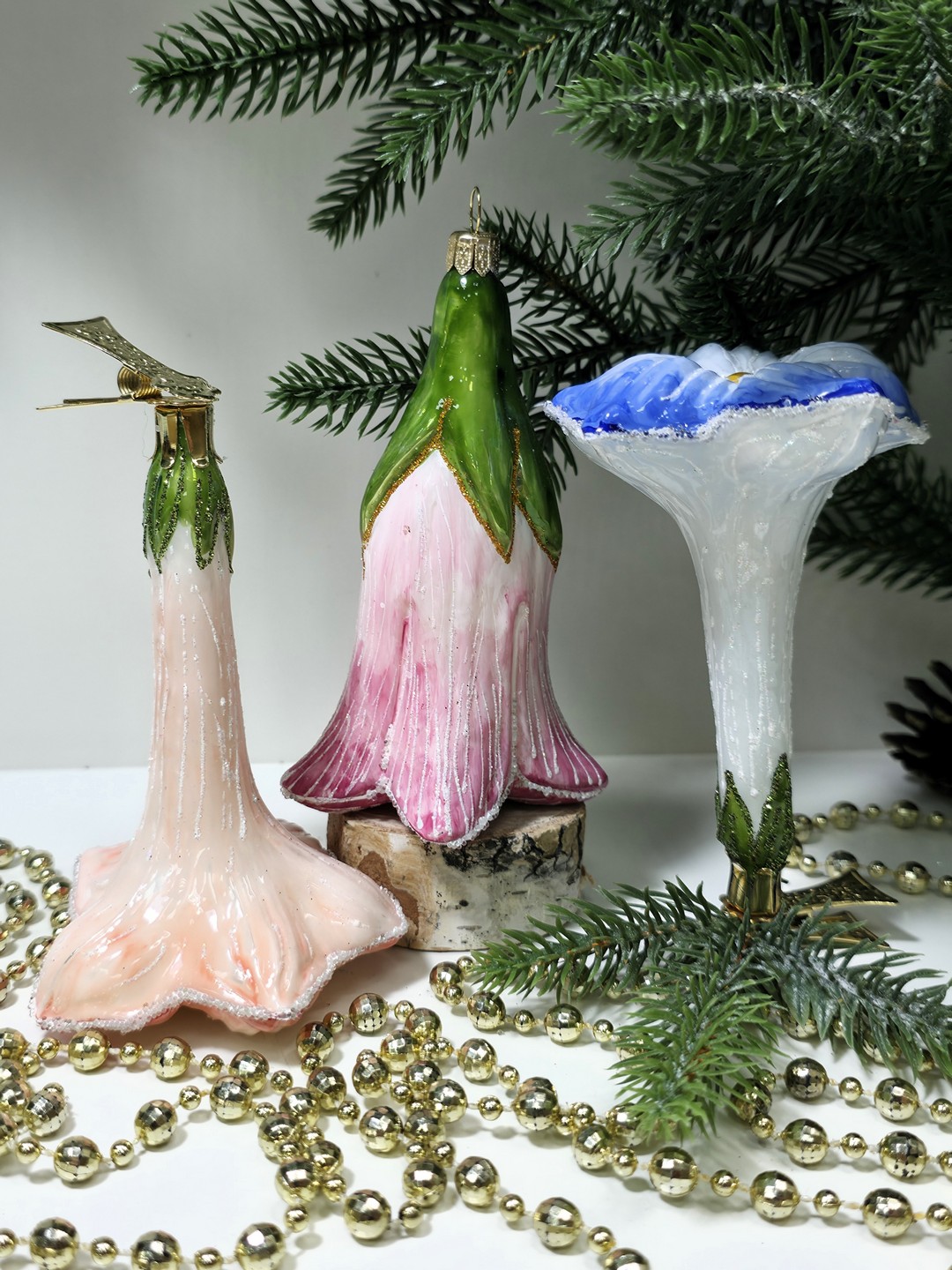 фото Набор ёлочных игрушек Три цветочка