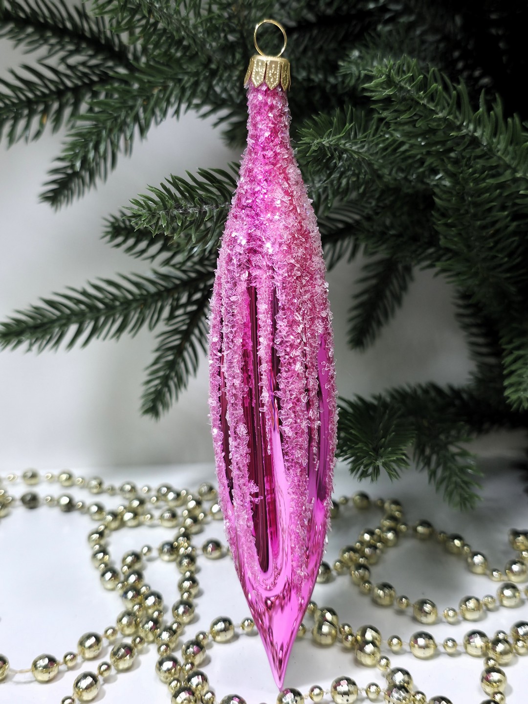 фото Стеклянная елочная игрушка Сосулька