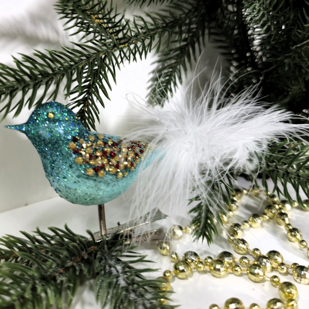 фото Стеклянная елочная игрушка Птичка