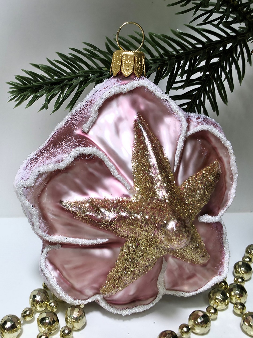 фото Стеклянная елочная игрушка Роза