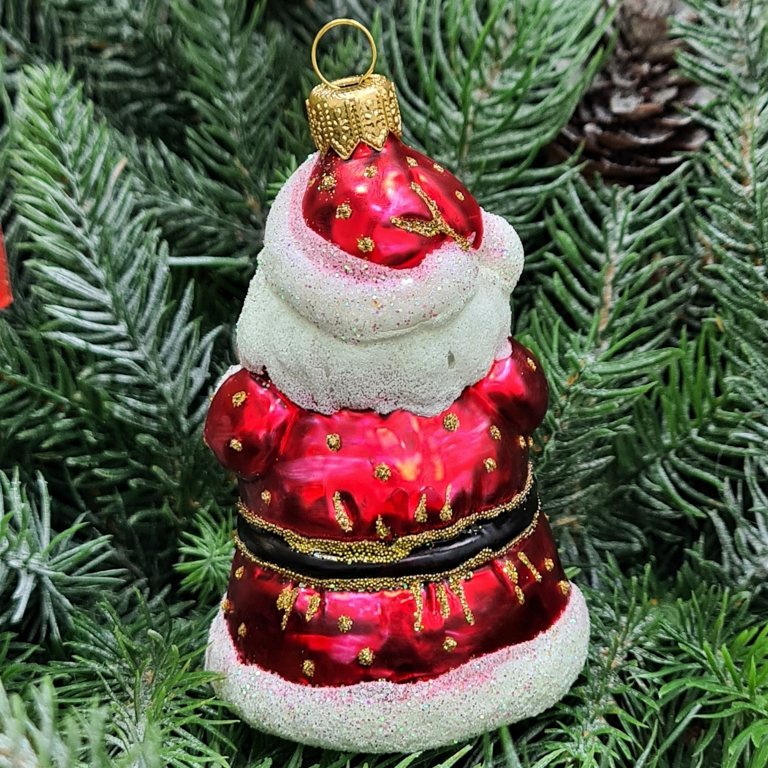 фото Стеклянная елочная игрушка Дед Мороз со звездой