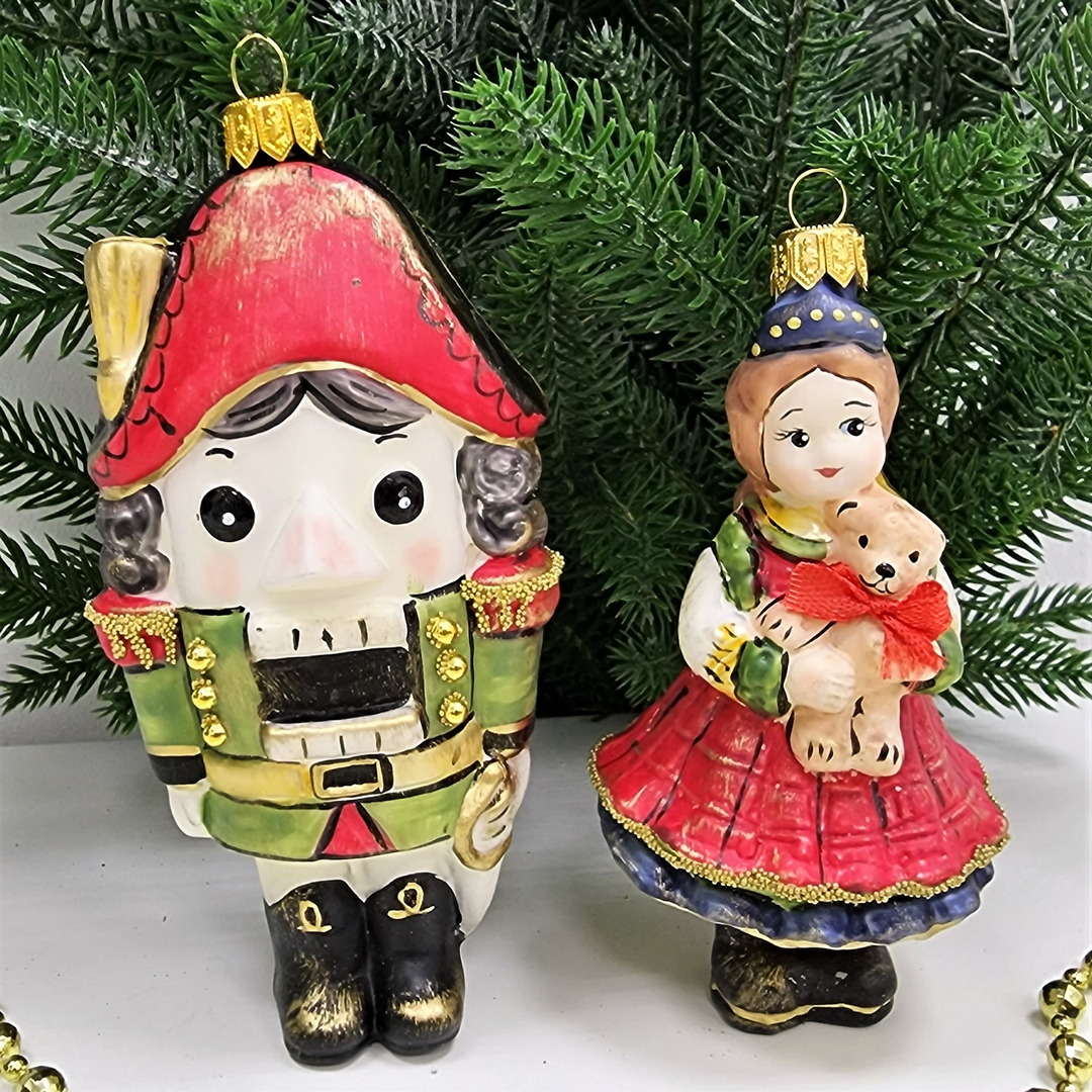 фото Набор ёлочных игрушек Щелкунчик и девочка Мэри винтаж