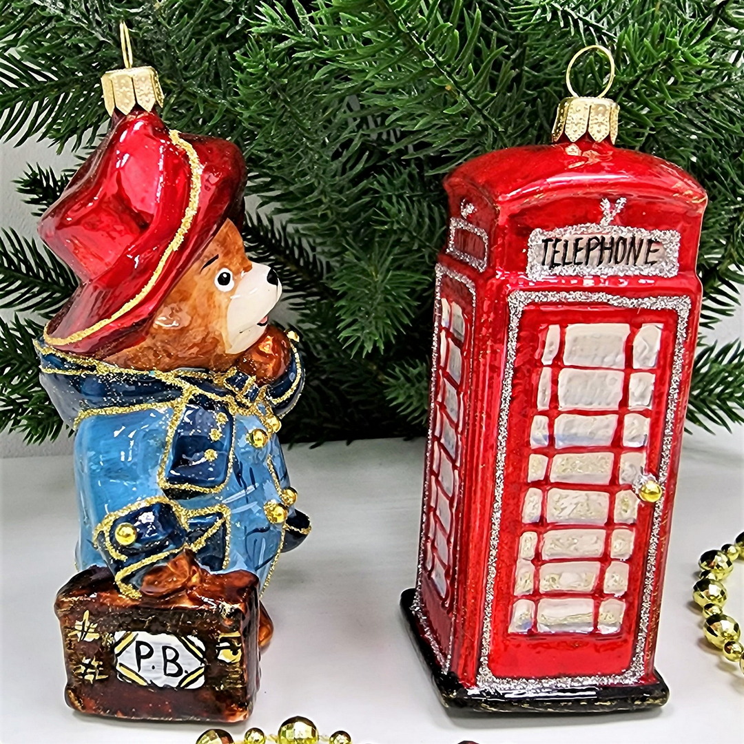 фото Набор ёлочных игрушек Мишка Паддингтон и телефонная будка