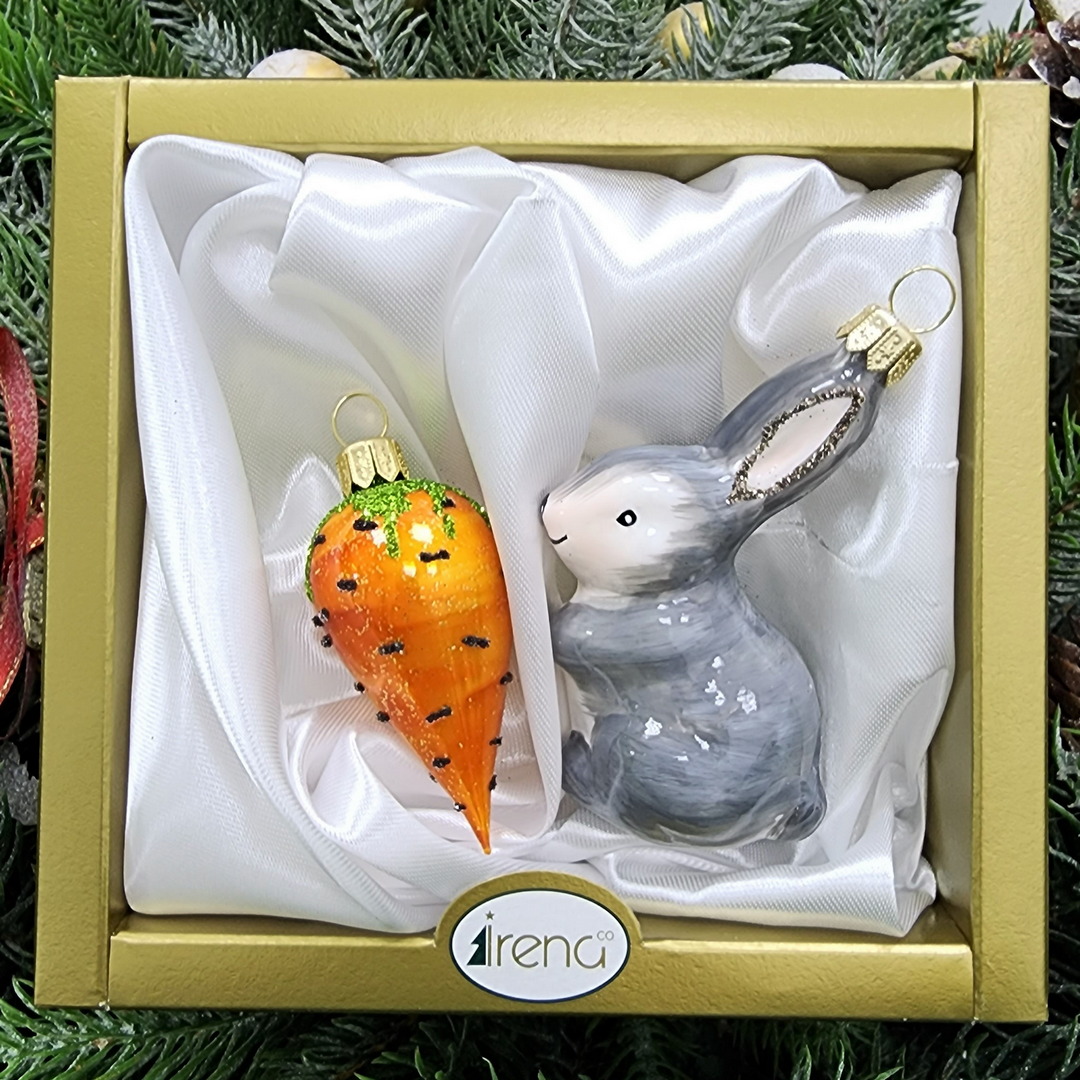 фото Набор ёлочных игрушек Зайчик и морковка