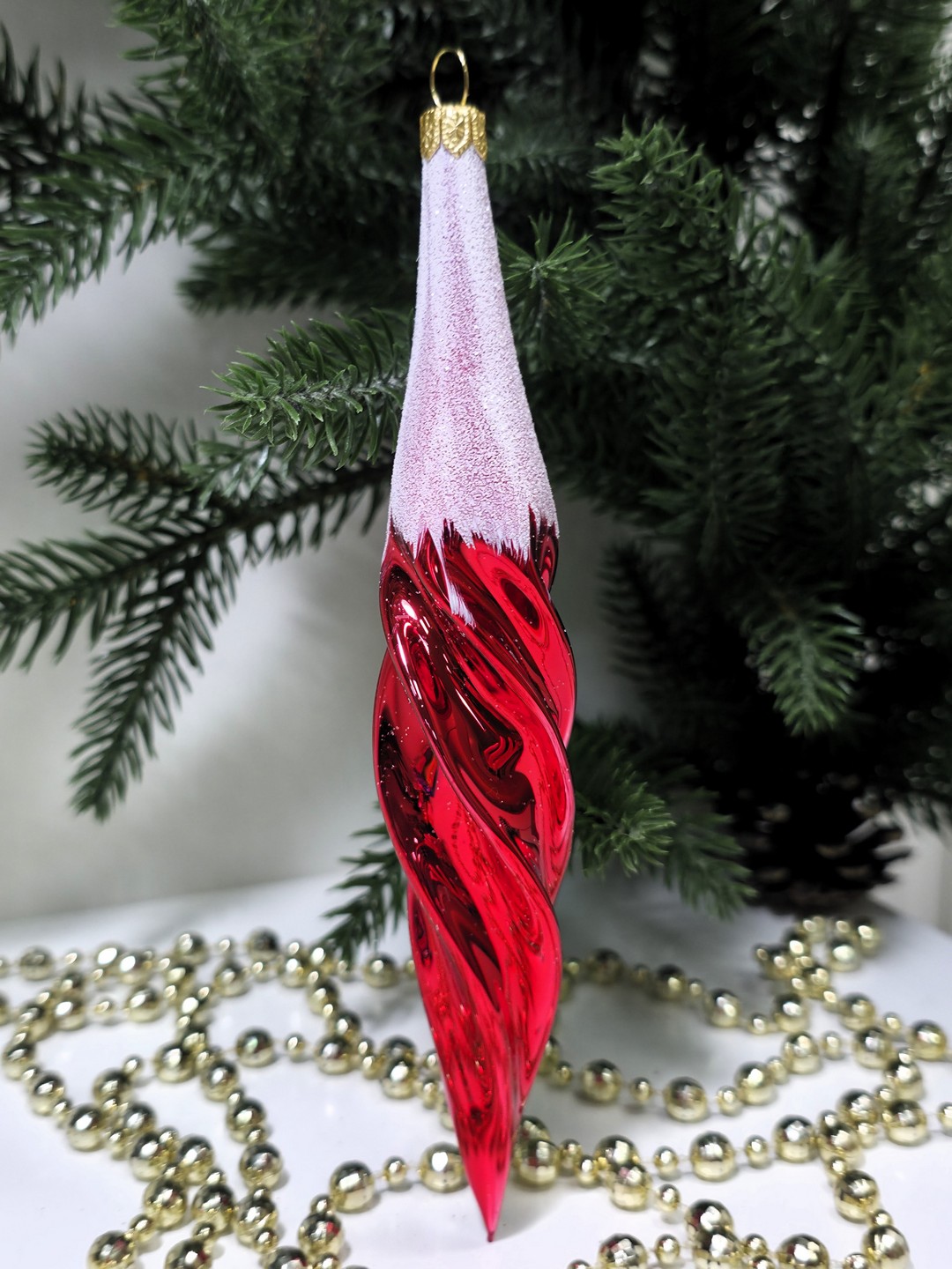 фото Стеклянная елочная игрушка Сосулька