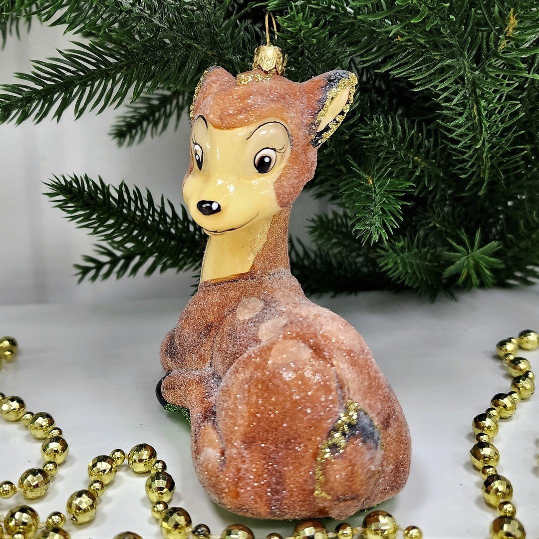фото Стеклянная елочная игрушка Олененок