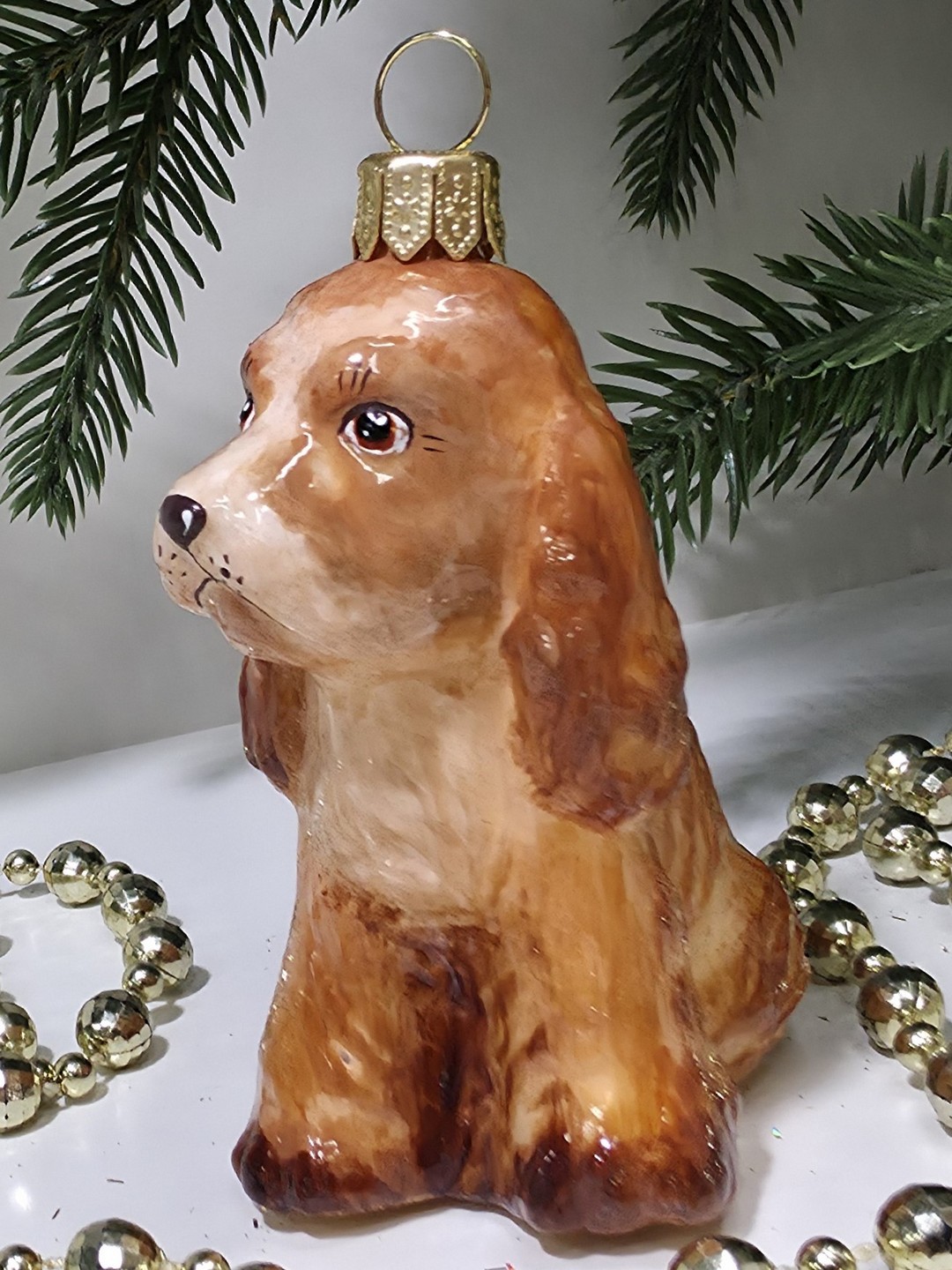 фото Стеклянная елочная игрушка Спаниель