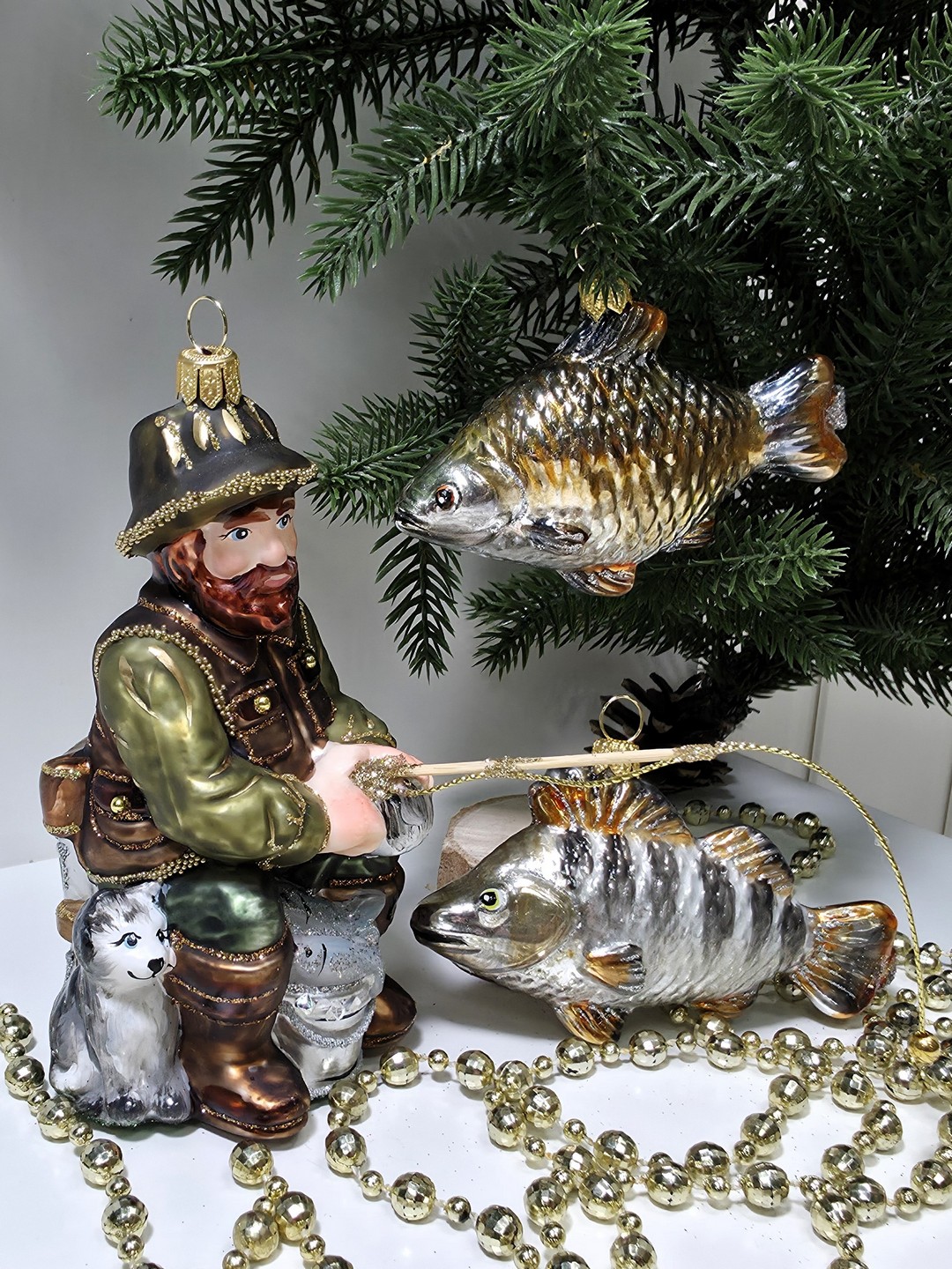 фото Набор ёлочных игрушек Рыбак и две рыбки