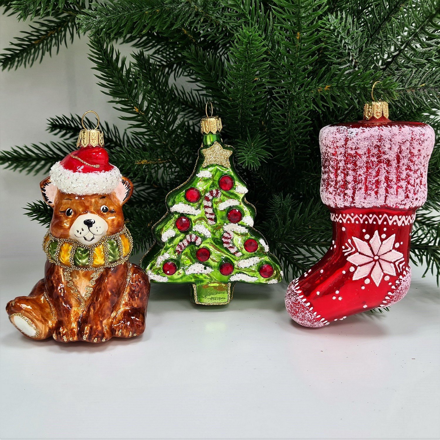фото Набор ёлочных игрушек Мишка в шапке, елка и носок