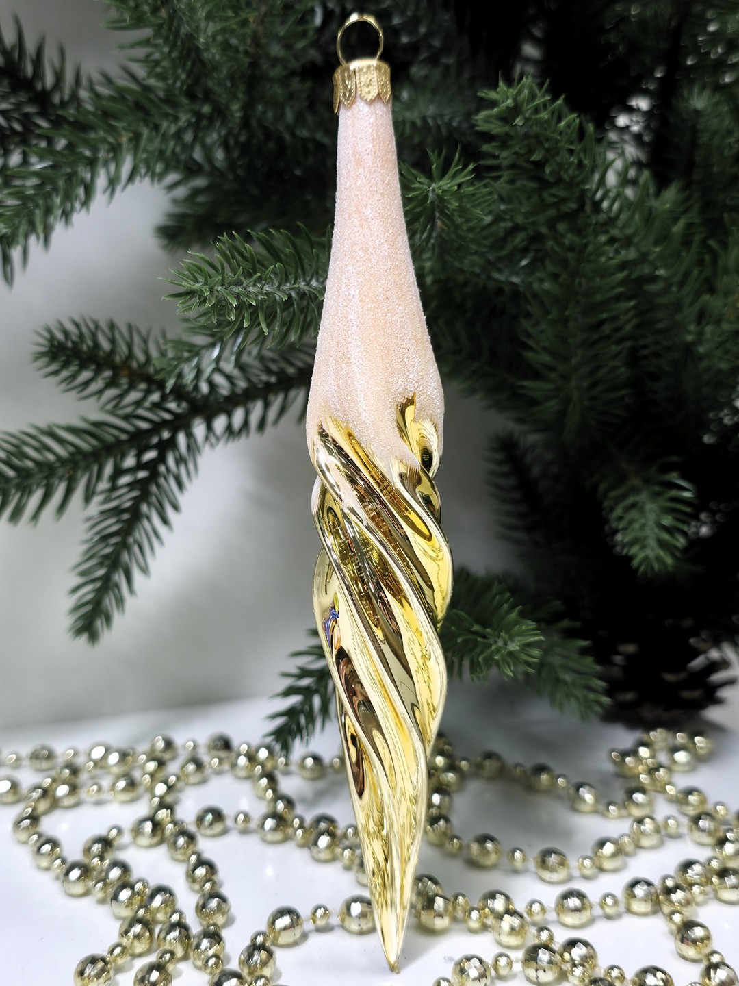 фото Стеклянная елочная игрушка Сосулька