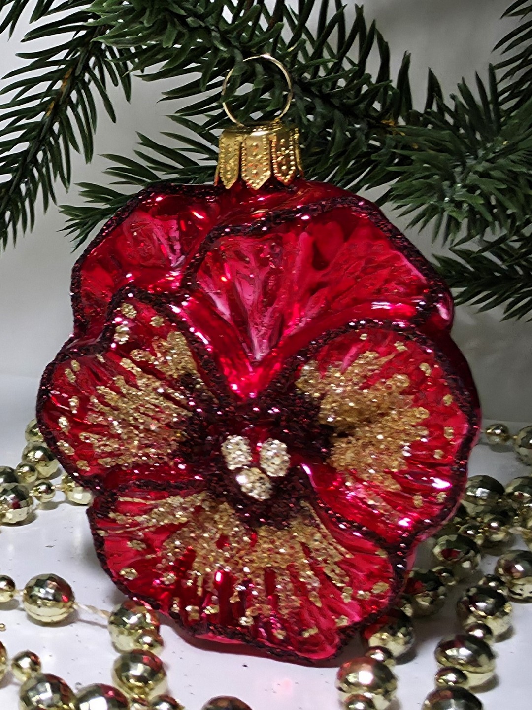 фото Стеклянная елочная игрушка Фиалка