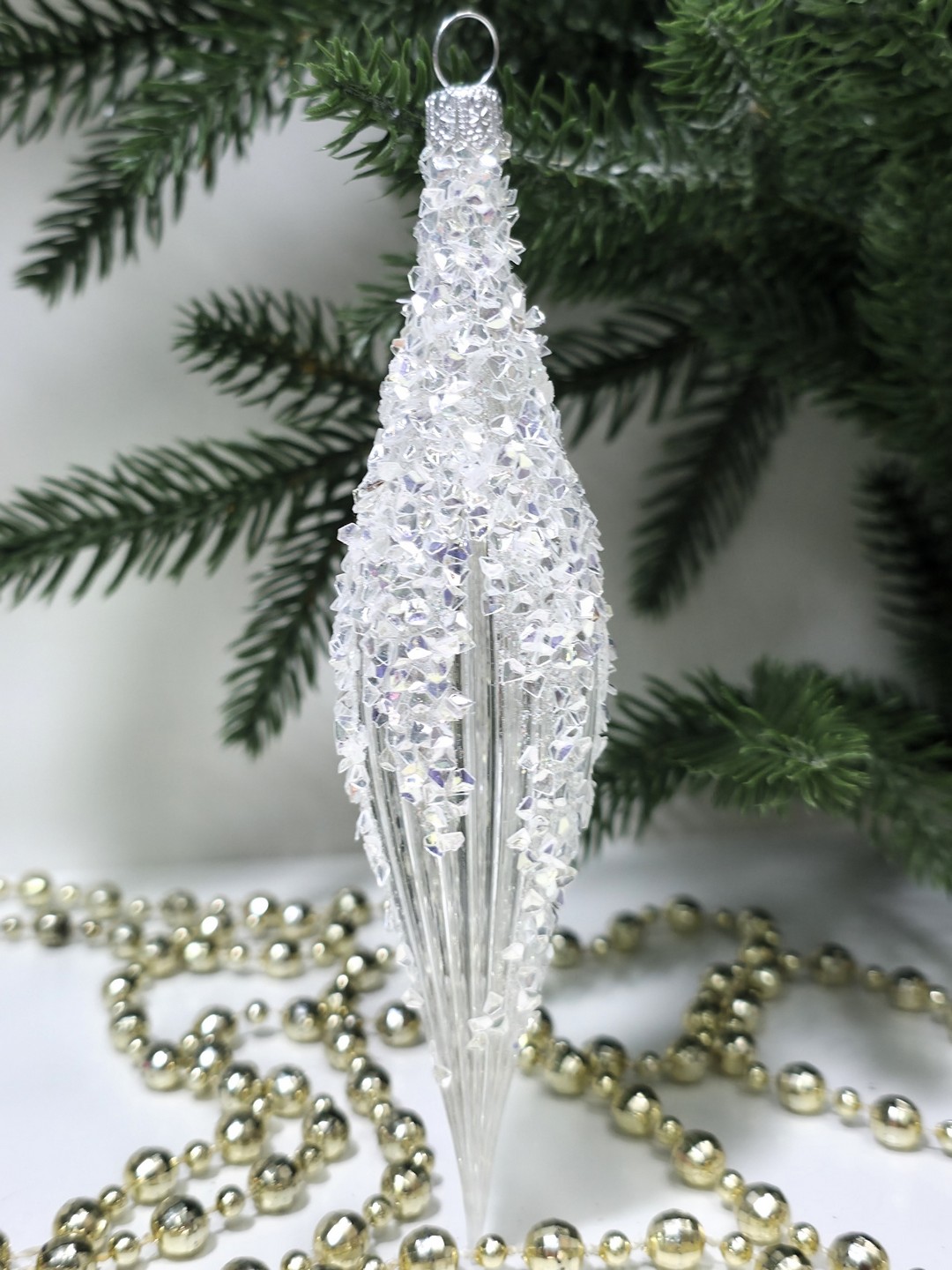 фото Стеклянная елочная игрушка Сосулька