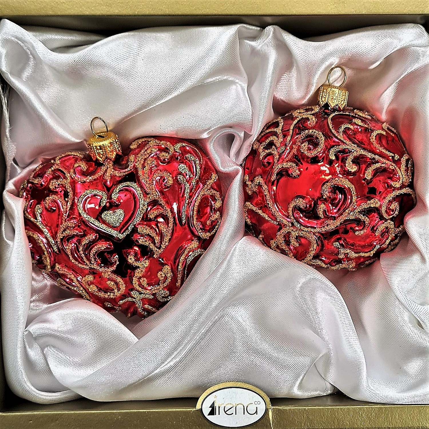 фото Набор ёлочных игрушек Сердце и шар красный