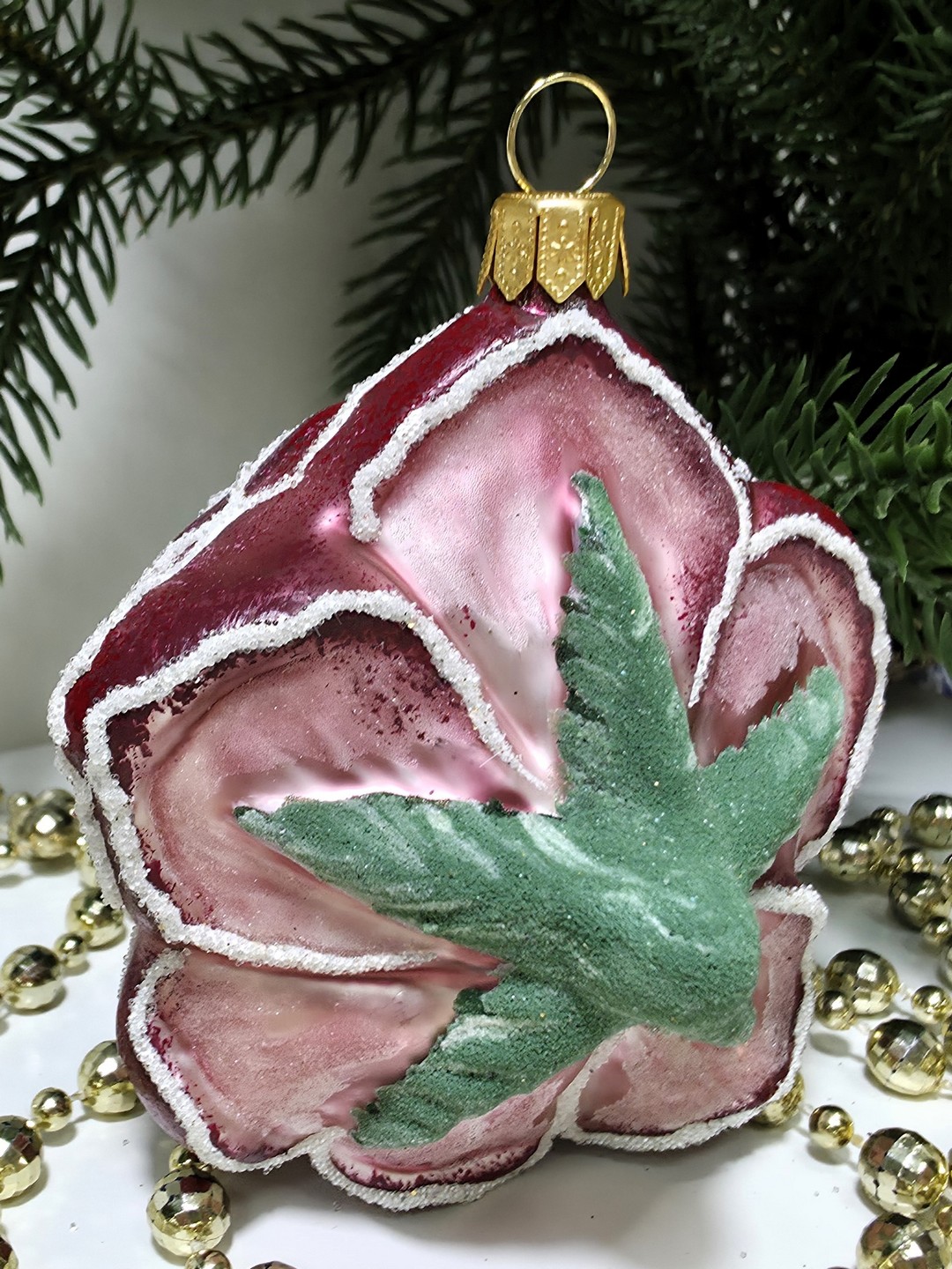 фото Стеклянная елочная игрушка Роза