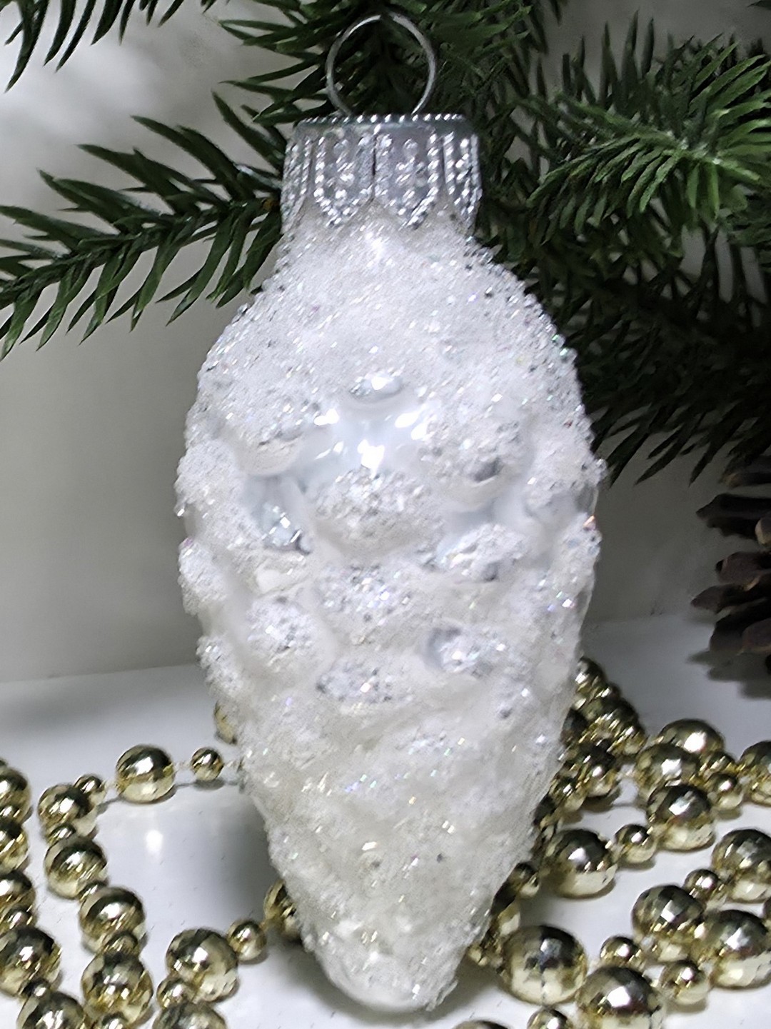 фото Стеклянная елочная игрушка Шишка