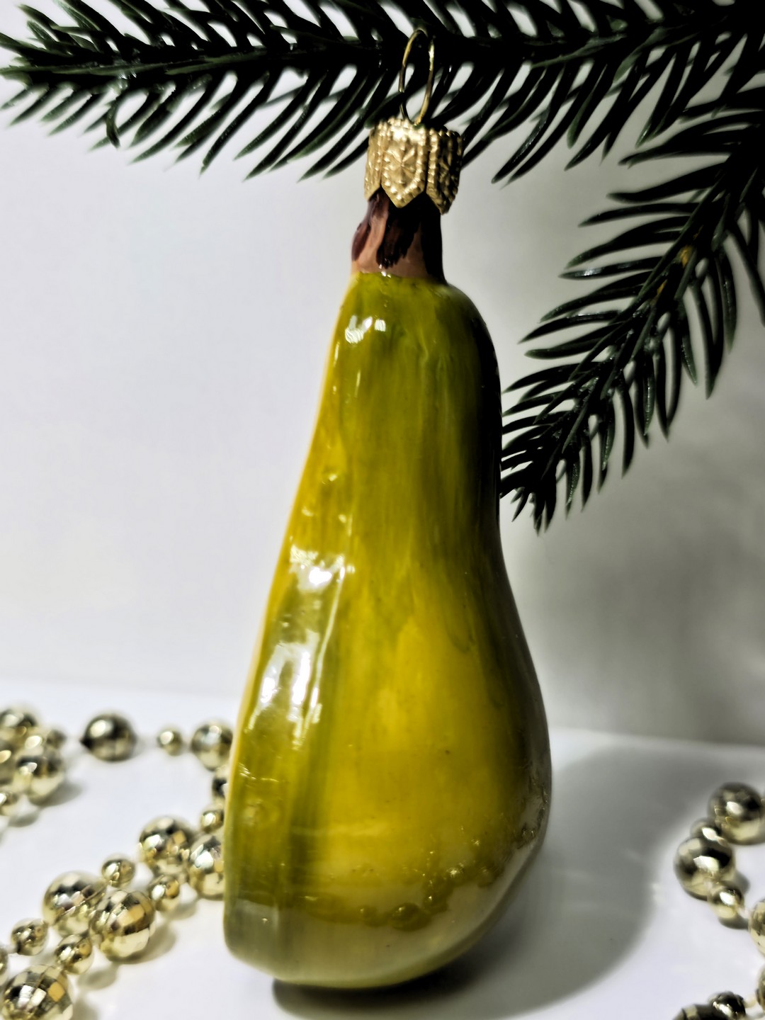 фото Стеклянная елочная игрушка Груша половинка