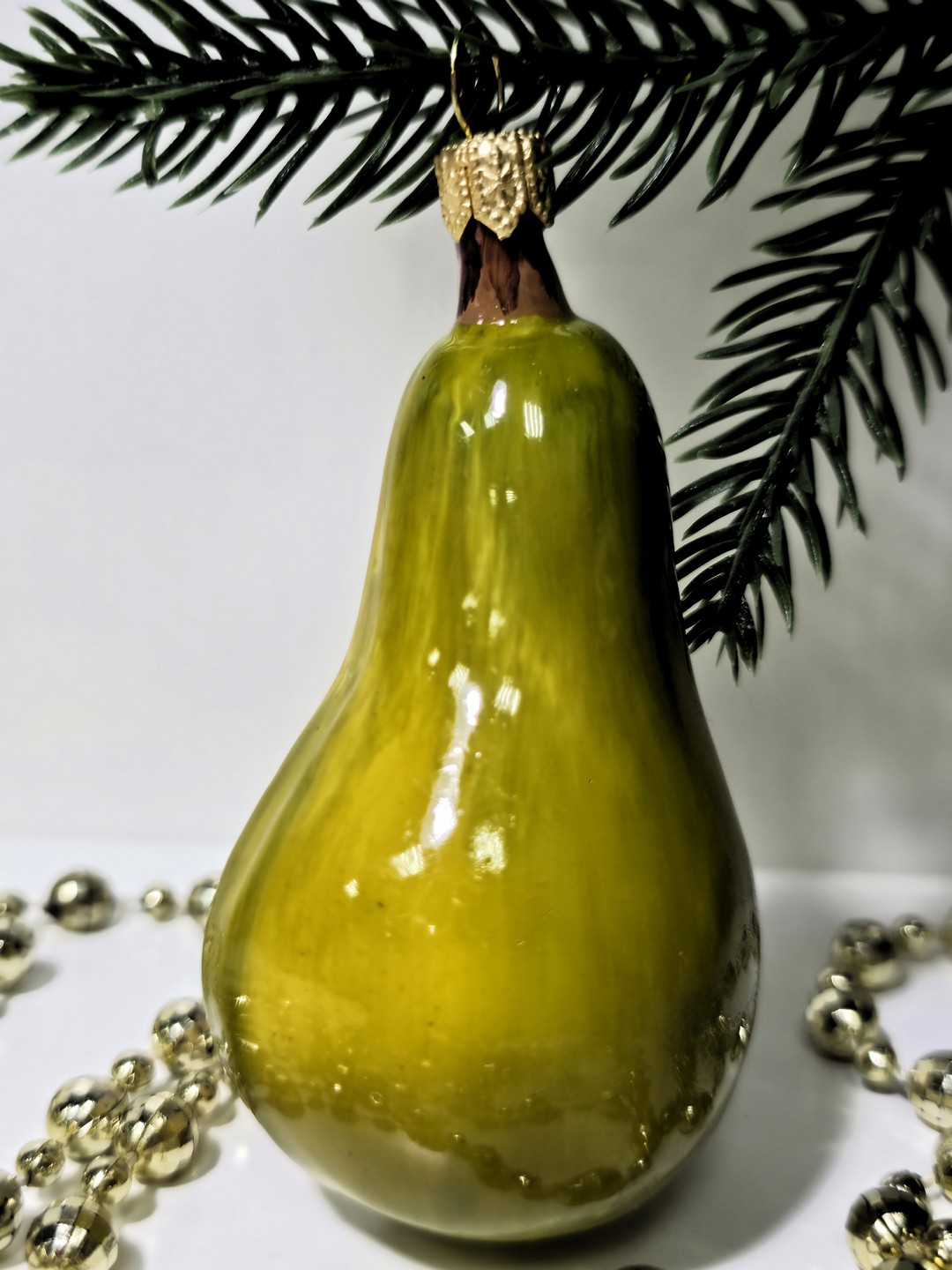 фото Стеклянная елочная игрушка Груша половинка