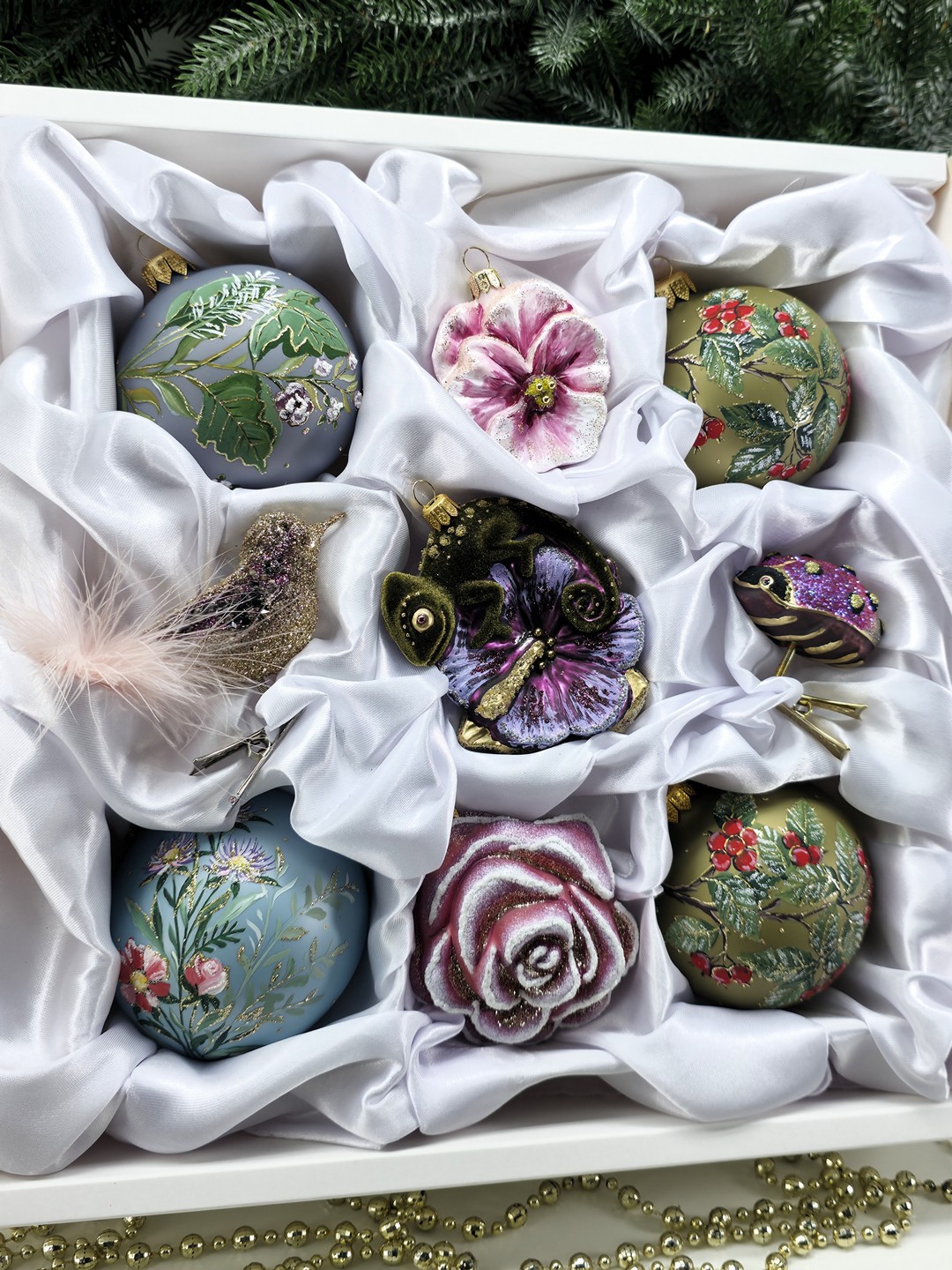 фото Набор ёлочных игрушек Цветочный