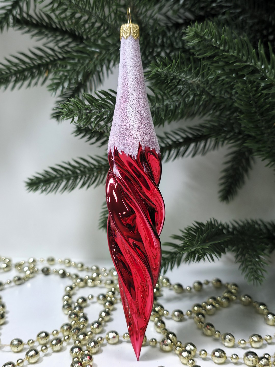 фото Стеклянная елочная игрушка Сосулька