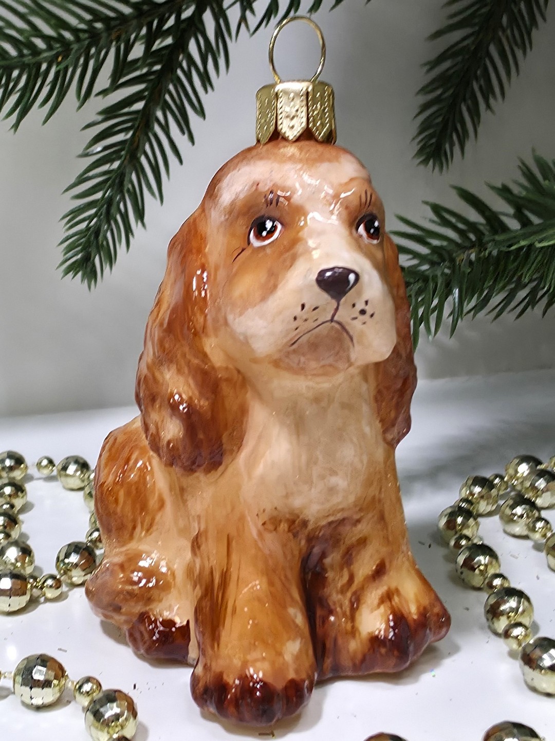 фото Стеклянная елочная игрушка Спаниель
