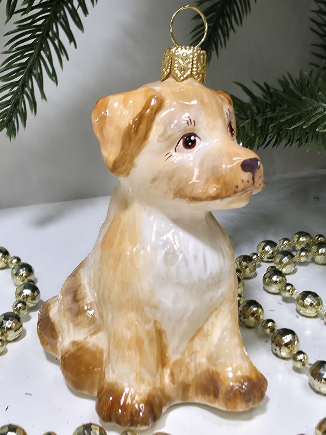 фото Стеклянная елочная игрушка Лабрадор