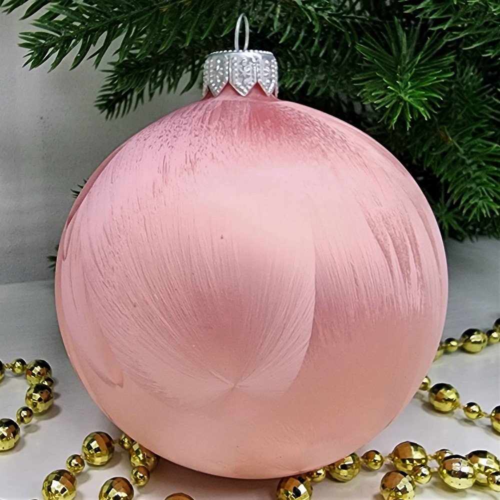 фото Стеклянный шар 80 мм Морозко розовый