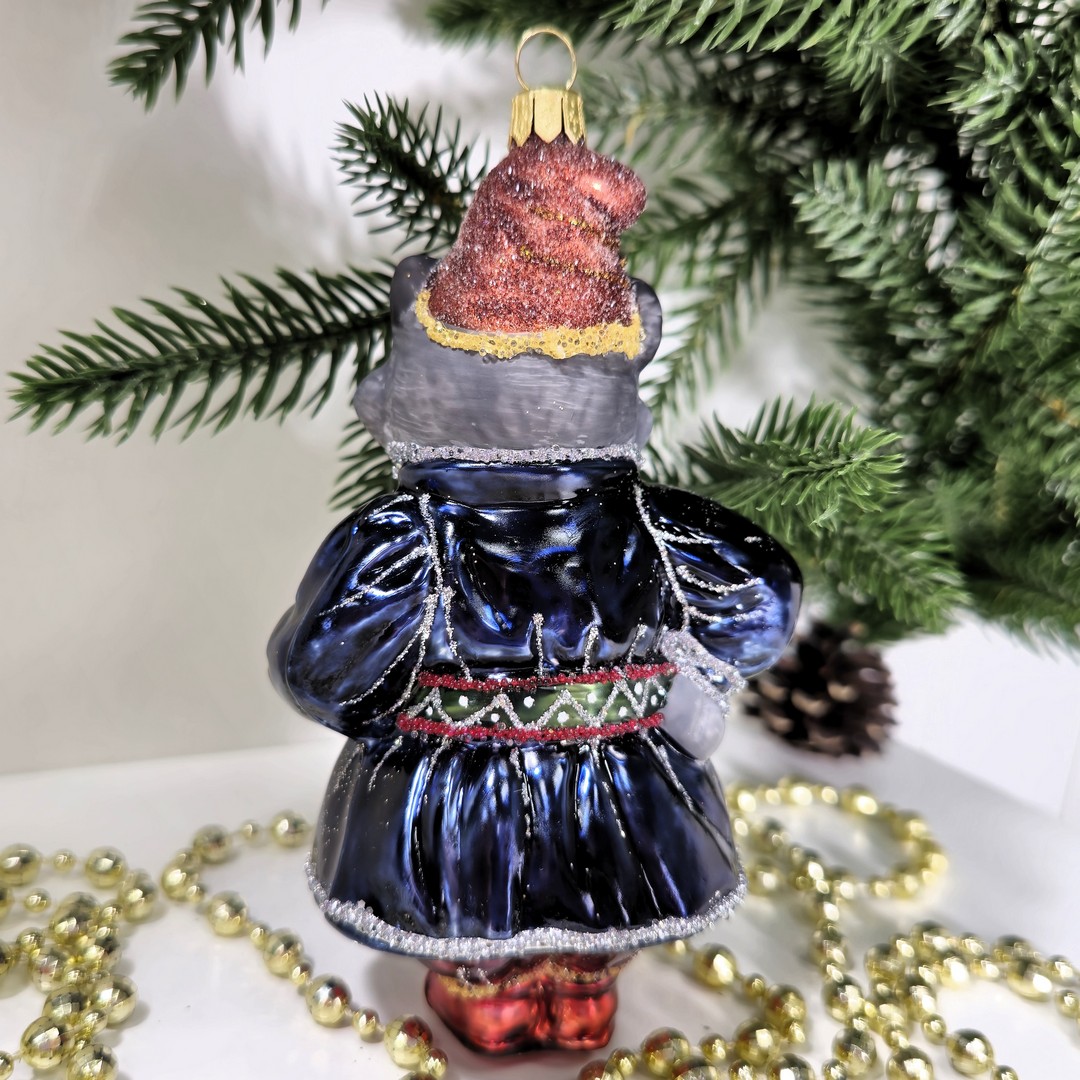 фото Стеклянная елочная игрушка Котофей