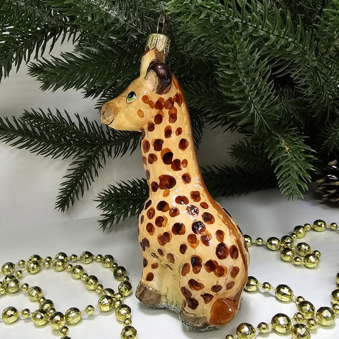 фото Стеклянная елочная игрушка Жирафик детский