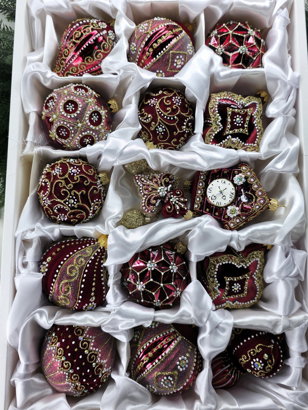 фото Набор ёлочных игрушек Бордо бархат